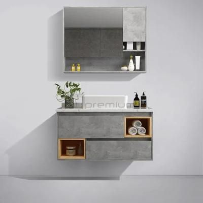 Sp-8158-100 Hangzhou Factory Directly Grey Handing Modern Hotel Vanity Modern Bathroom Cabinet Laminated Smart Bathroom Furniture