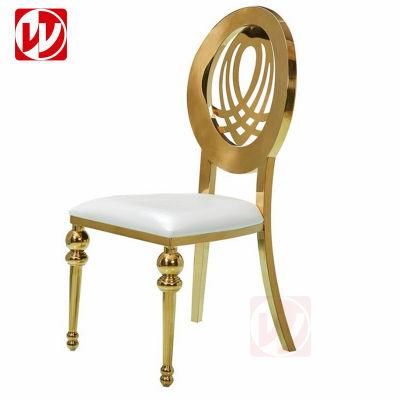 Luxury Modern Design Wedding Gold Stainless Steel Round Back Dining Banquet Chair