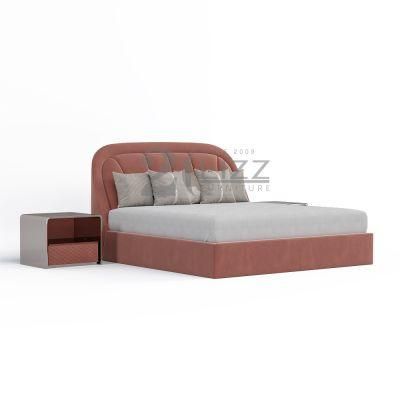 Contemporary Hotel/Home Furniture Luxury Leisure Fabric Bed with Nightstands