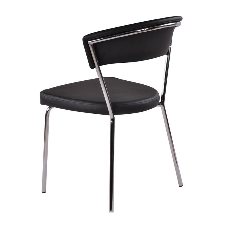 Industrial Style Kitchen Restaurant Upolstry Black PU Leather Dining Chairs