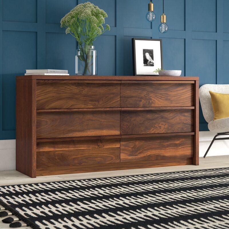 Classic Furniture Coffee Table Wooden Cabinet Grand Walnut 6 Drawer Double Dresser Sideboard for Bedroom