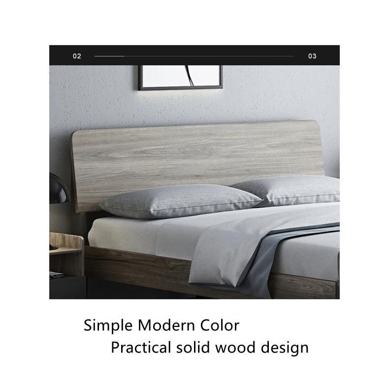 Modern Gray Mixed Color Style Wooden Bedstead Bedroom Furniture Single Beds