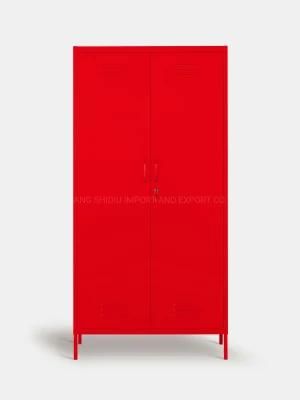 Metal Red Bed Room Two Door Armoire Wardrobe for Home Use