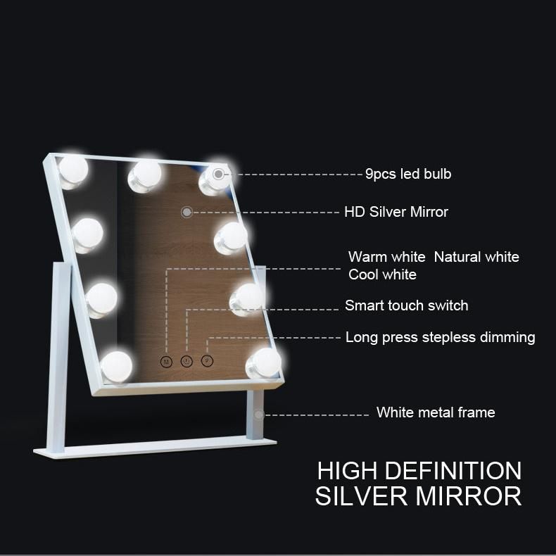 Desktop Makeup Lighted Hollywood Mirror with LED Bulbs