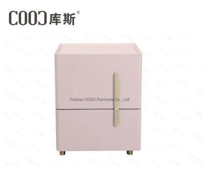 Modern European Style Furniture Artificial Leather Pink Nightstands