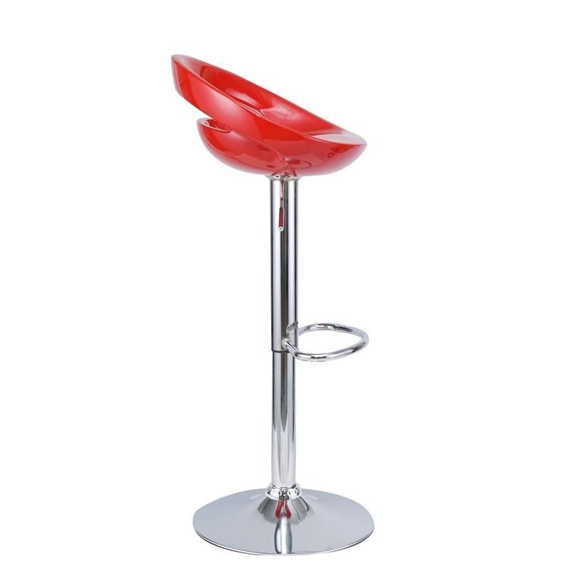 Cheap Antique Custom Pub Restaurant Hotel Office Furniture Rotating Red PP Seat Adjustable Height Bar Stool with Chrome Footrest