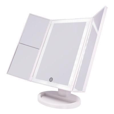 Hot Selling Furniture Mirror Trifold LED Makeup Mirror Touch Sensor Bling Mirror