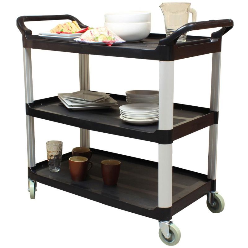 3 Shelf Kitchen Trolley Service Cart Plastic Utility Hotel Room Food Service Cart