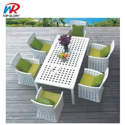 Modern Aluminum Frame Outdoor Rattan Dining Chair Garden Sets