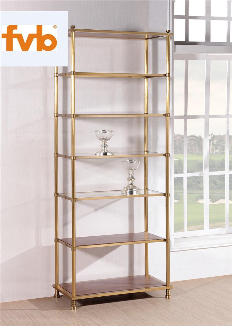 Stainless Steel Bookcase with Tempered Glass Top