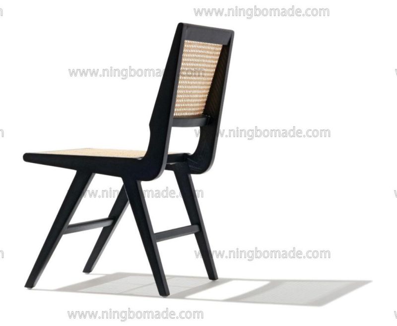 Elegant Rattan Upholstery Furniture Black South Elm and Nature Rattan Side Dining Chair