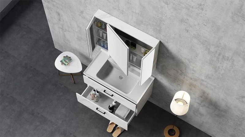 Small Single Sink Hotel Modern White Bathroom Hanging Vanity