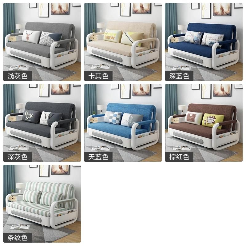 China Vendor High Quality Fabric Living Room Sofa Bed Modern Metal Frame Folding Sectional Couches