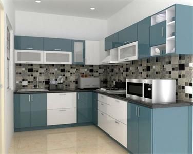 Apartment High Quality Practical L Shaped Stainproof Plywood PVC Kitchen Cabinet Furniture