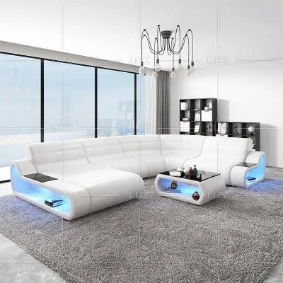 High Quality Contemporary Modular Home Furniture Living Room Pure White Leather Sofa