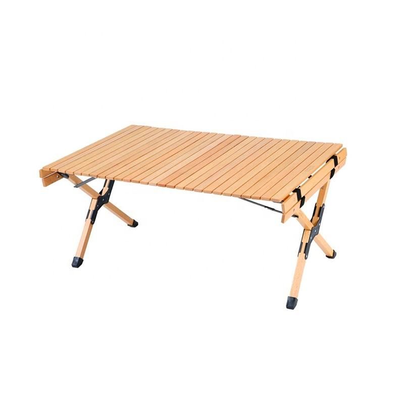 High Quality Portable Picnic Beech Wooden Folding Camping Egg Roll Table