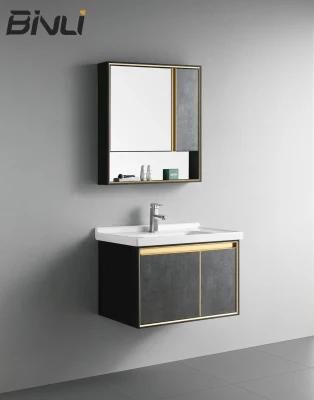 28 Inches Single Ceramic Basin Space Aluminium Bathroom Furniture with Modern Design