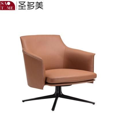 Modern Popular Family Living Room X-Class Leather+E-Class Saddle Leather Gray Leisure Chair