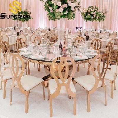 Factory Metal Gold Wedding Stainless Steel Cross Back Chair Dining