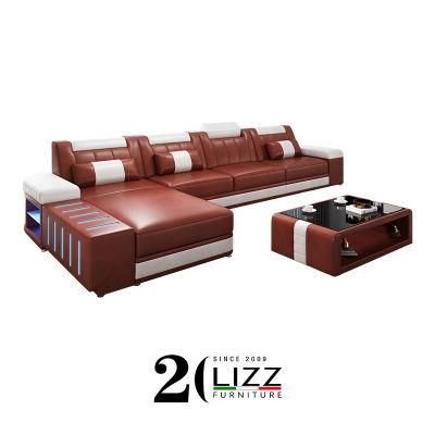 Modern Miami Home Living Room Furniture Sectional Leather Sofa Set with Headrest