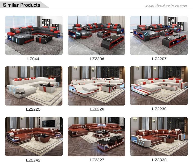 Advanced Modern Design Home Furniture Set LED New Age Leisure Genuine Leather Sofa