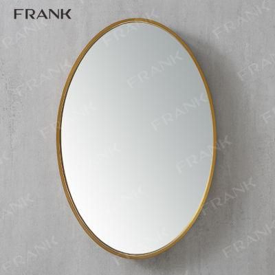 Golden Frame Mirror Oval Shaped Bathroom Mirror Glass