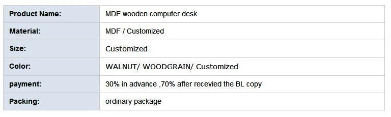 Customized Simple Style MDF Wooden Computer Desk Laptop Table Study Table