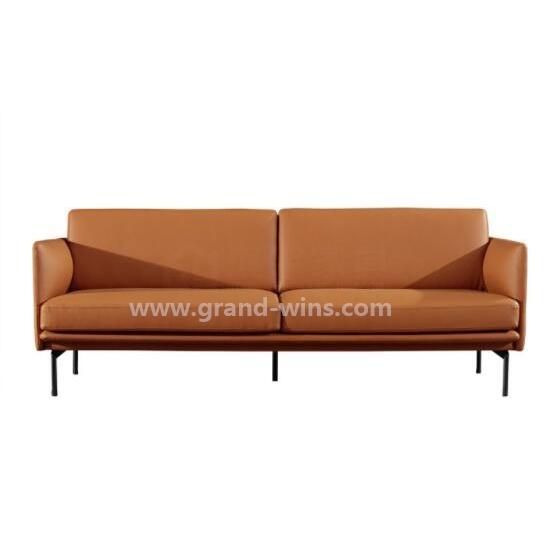 Modern Hotel Reception Office Living Room Furniture Double Leather Sofa