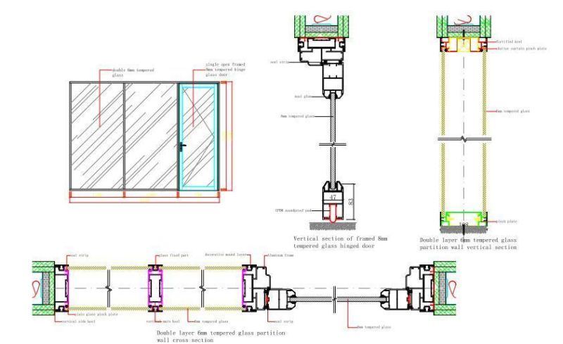 Aluminum Office Partion with Glass on Both Sides