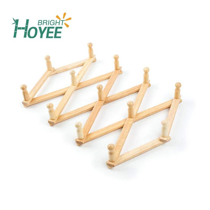 Wooden Wall Mount Foldable Adjustable Hotel Style Folding Towel Rack