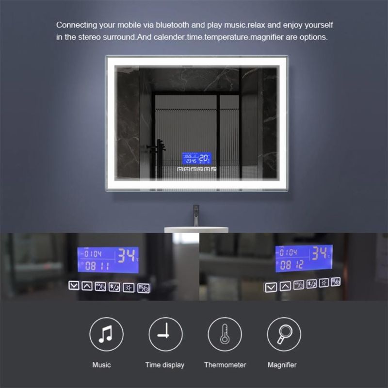 Factory Customized Edge Mirror 500 X 700mm Rectangle Hotel Backlit LED Bathroom Mirror