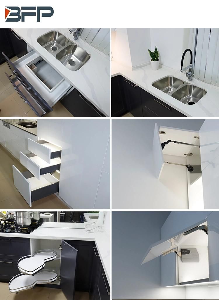 Chinese MDF Modern Flat Panel Melamine Wooden Kitchen Cabinet Furniture