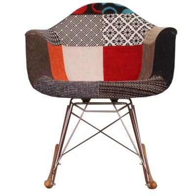 Modern Furniture Patchwork Fabric Rocking Outdoor Leisure Living Room Chair