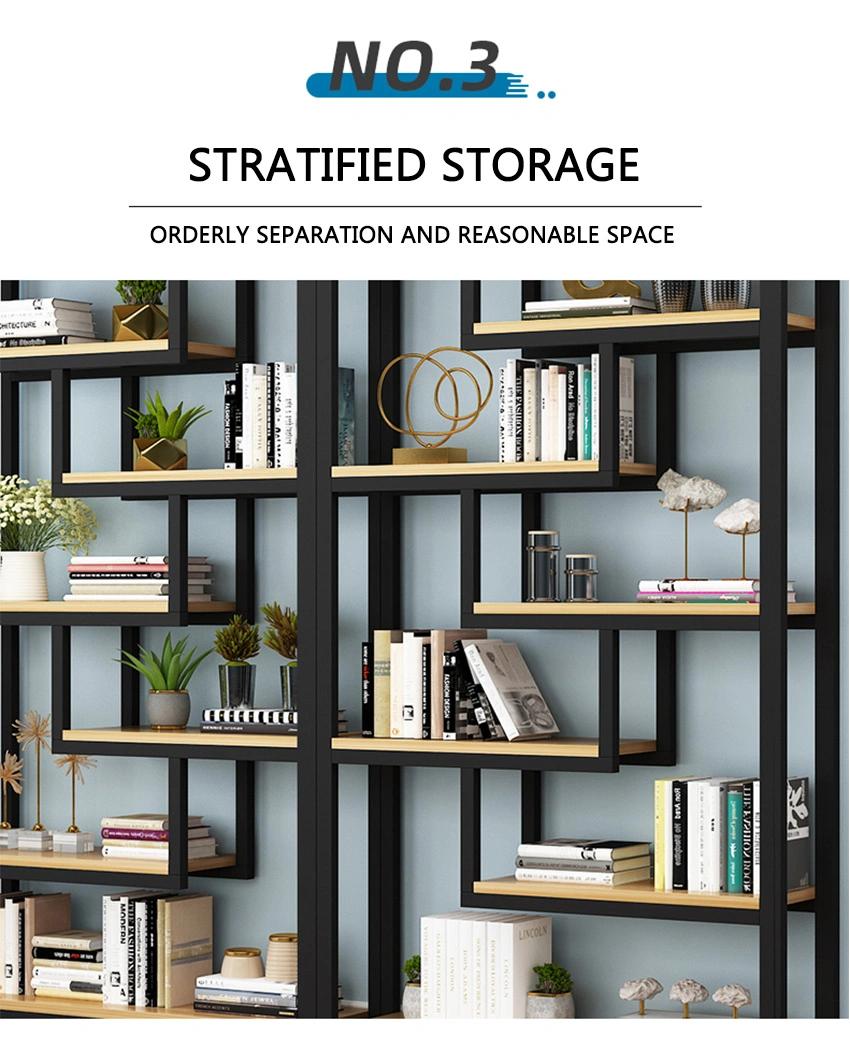 Modern Bedroom Display Storage Shelf Library Metal Frame Bookshelf