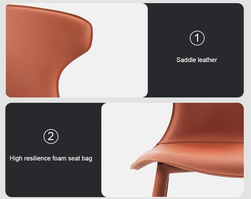 Saddle Leather Family Nordic Hotel Industrial Stool Designer Simple Italian Dining Chair