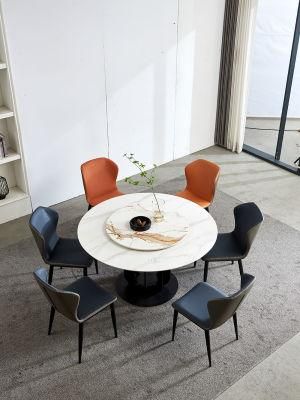 Modern Sintered Stone Dining Table with Lantern-Shaped Legs