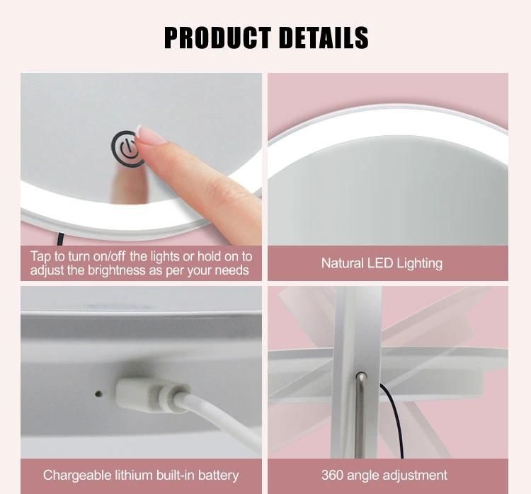 Special Design Rechargeable Desktop LED Makeup Mirror with Touch Sensor