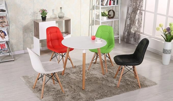 PU Cover Plastic Dining Chair Wooden Leg Chair