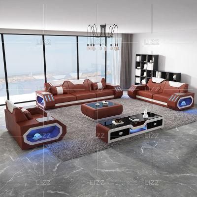 Professional Modern Style Modular Living Room Furniture LED Light Sofa Set with Coffee Table