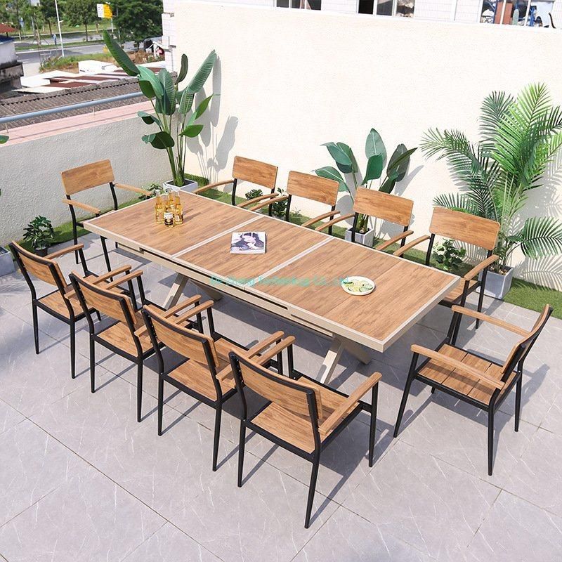 Resort Balcony Garden Furniture Patio Teak Wood Dining Chairs Modern Outdoor Furniture