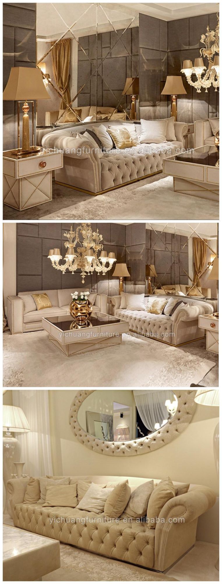 French Style Indoor Luxury Couch Furniture Hotel Superior Fabric Tufted Living Room Sofa