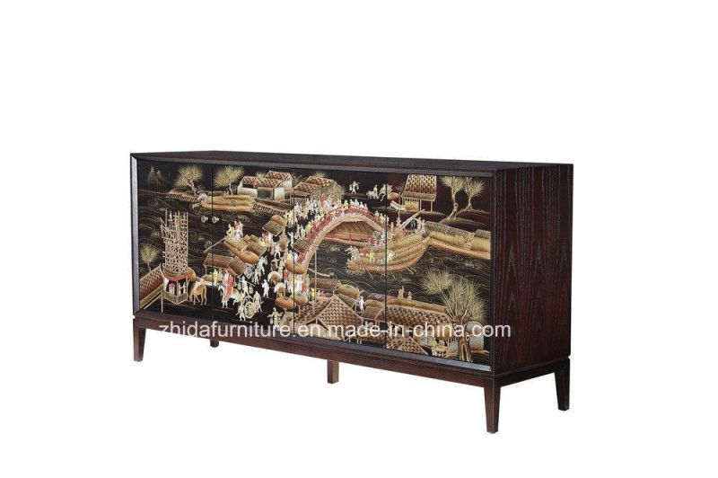 Oriental Antique Furniture Hand Painted Lacquer Storage Cabinet