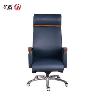 High Back Navy Blue Luxury Boss Swivel Leather Office Chair Office Desk Furniture