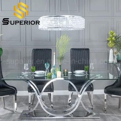 Wholesale China Designer Rectangle Glass Dining Tables with Chairs