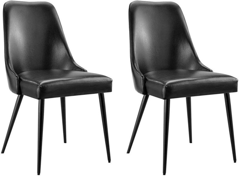 Top Quality Nordic Restaurant PU Leather Upholstered Dining Chair with Solid Wood Legs
