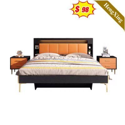 Cheap Price Living Room Furniture Double Size Solid Wood Frame Hotel Leather Bed Bedroom Set