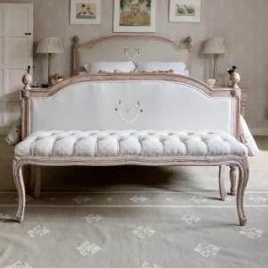 Hotel Bedroom Furniture Louis French Wood Upholstered Bed End Stool