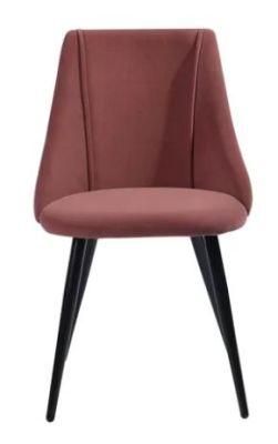 Modern Home Coffee Shop Office Furniture Upholstered Metal Leg Velvet PU Leather Dining Chairs