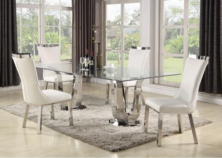 Home Dining Furniture American Big Long Glass Dinner Table Set