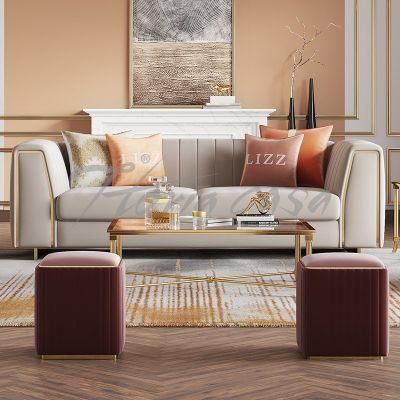Good Quality Modern Home Leisure Living Room Fabric Sofa Furniture Luxury Velvet Beige Couch